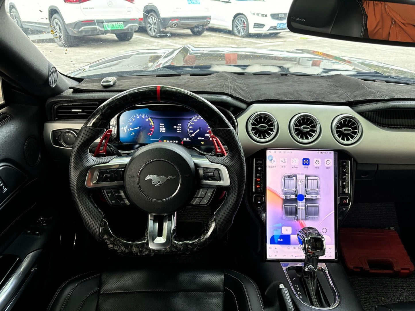 12.3 inch LCD Screen Digital Cluster Gauge for Ford Mustang (Left Peptide) 2015-2021 Speedometer Replacement Dashboard Instrument Cluster Digital Display Panel